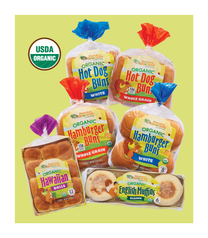 Natural Grocers® Brand Organic Buns, Hawaiian Rolls, and English Muffins