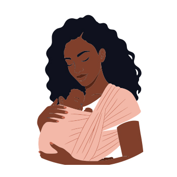 Illustration of a person holding a infant