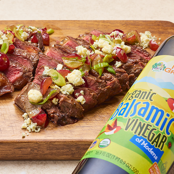 Balsamic Steak with Grape & Blue Cheese Relish