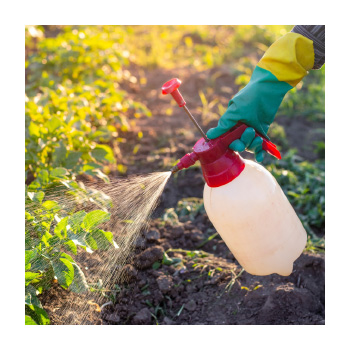 Farmer spraying crops