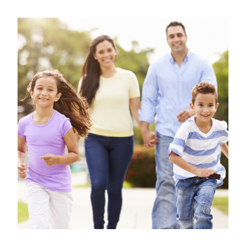Family walking outside