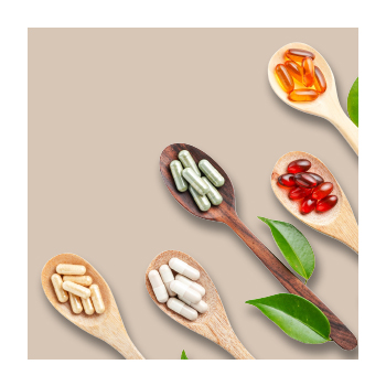 Image of skincare supporting supplements on ladles