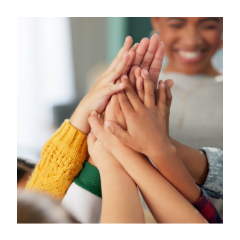 Multiple children all high-fiving