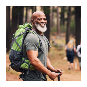 A person hiking outdoors