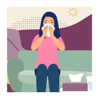 Illustration of person blowing their nose