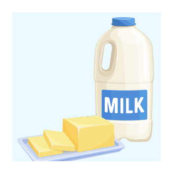 Illustration of milk and cheese