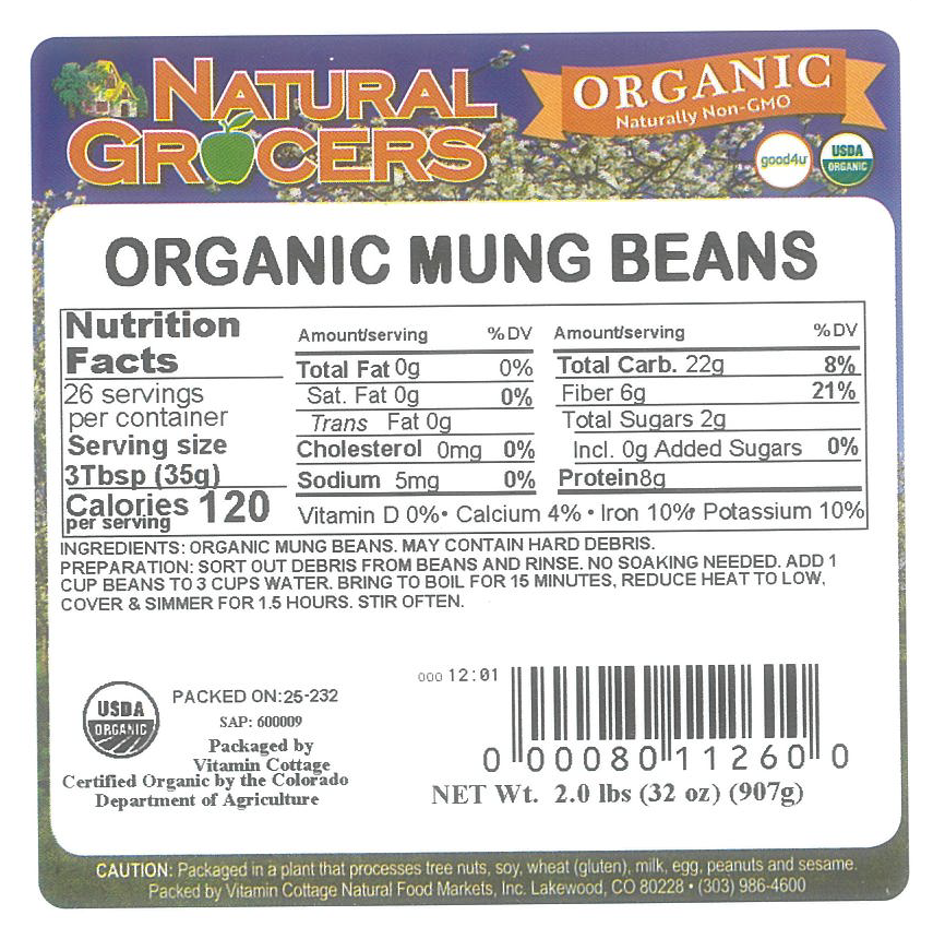 Natural Grocers Brand Organic 2-Pound Mung Beans