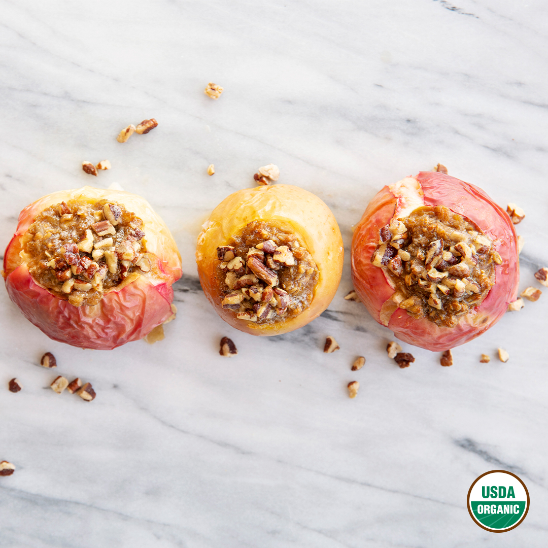 Organic Stuffed Baked Apples with Maple-Pecan Butter