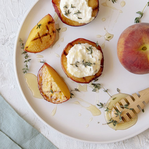 Grilled Peaches with Honey-Thyme Drizzle Recipe