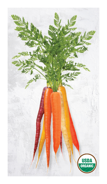 Carrots with USDA Organics logo
