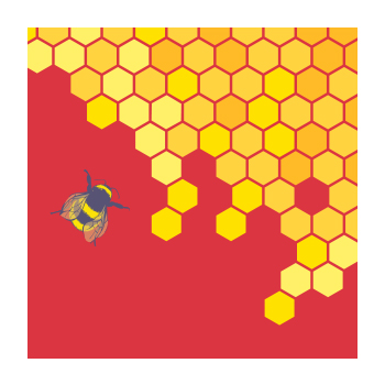 Illustration of bee and a hive
