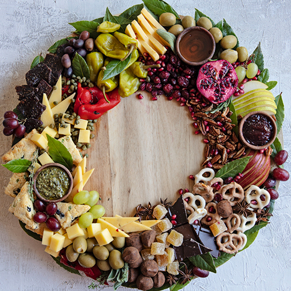 Holiday Wreath Snack Board with Natural Grocers Brand Products