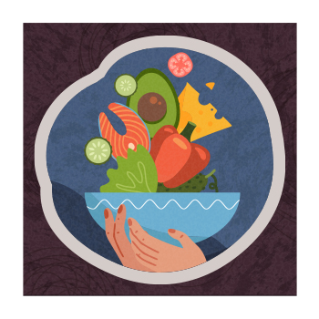 Illustration of a bowl of healthy foods