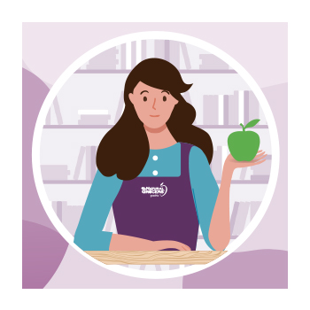 Illustration of Nutritional Health Coach holding apple