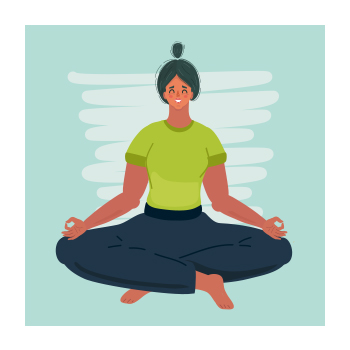 Illustration of person sitting down and meditating