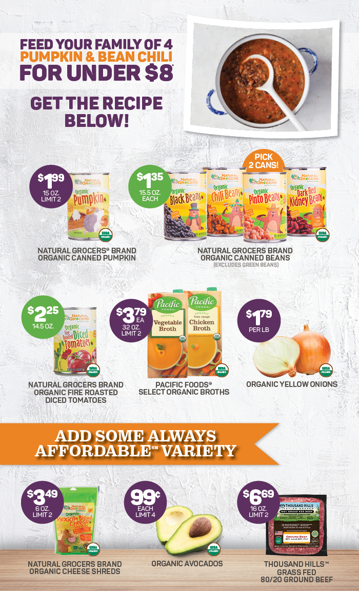 Feed Your Family of 4 Pumpkin & Bean Chili for Under $8