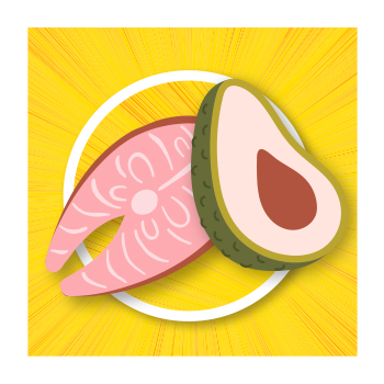 Illustration of avocado and fish