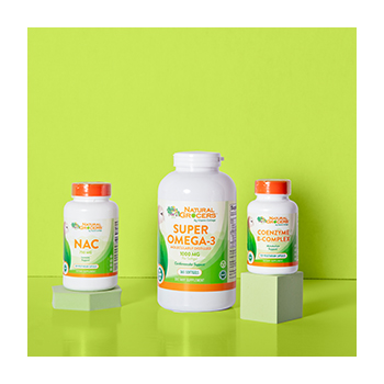 Image of Natural Grocers Brand NAC, Super Omega-3, and Coenzyme B-Complex Supplements