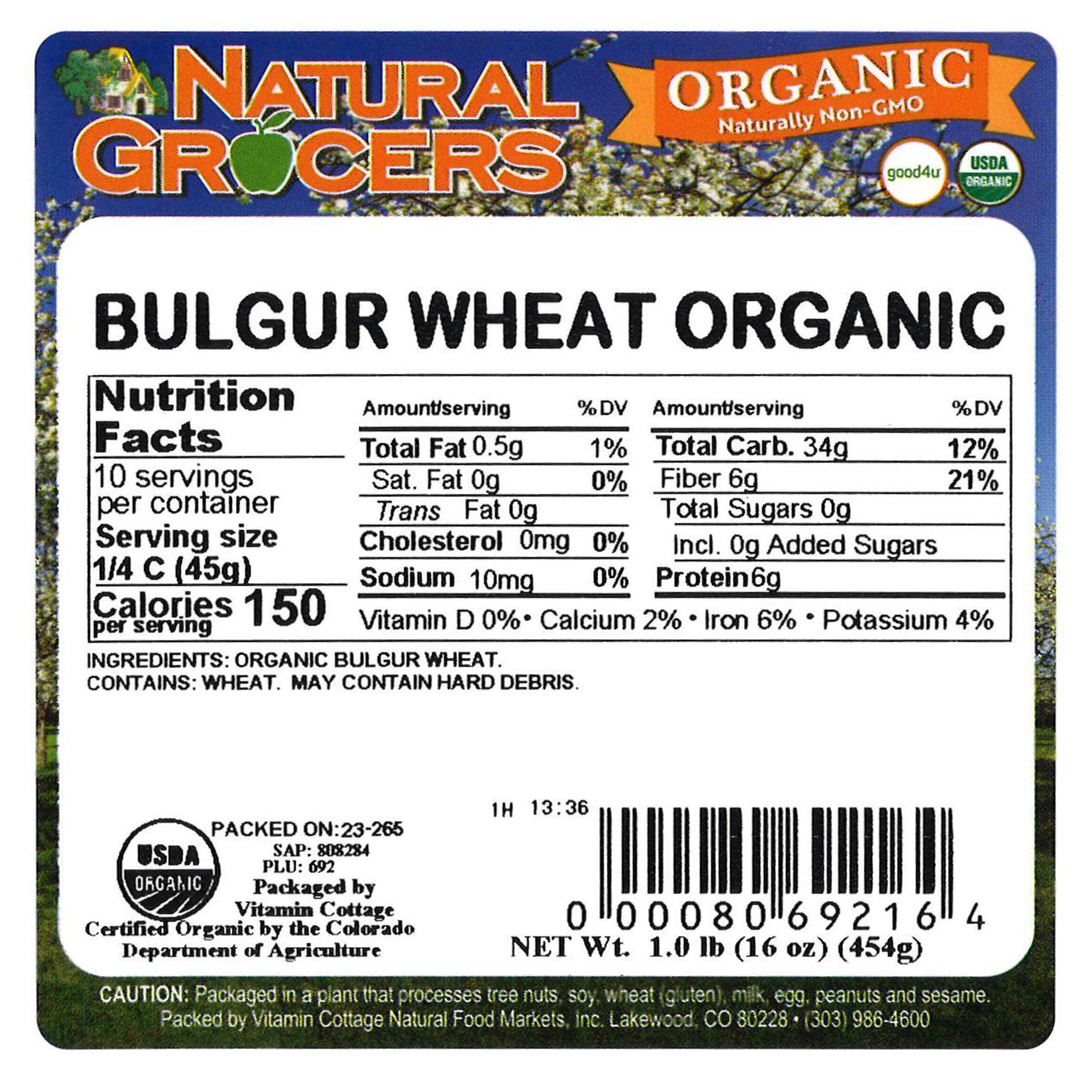 Wheat Bulgur Org 1 Lb | Natural Grocers
