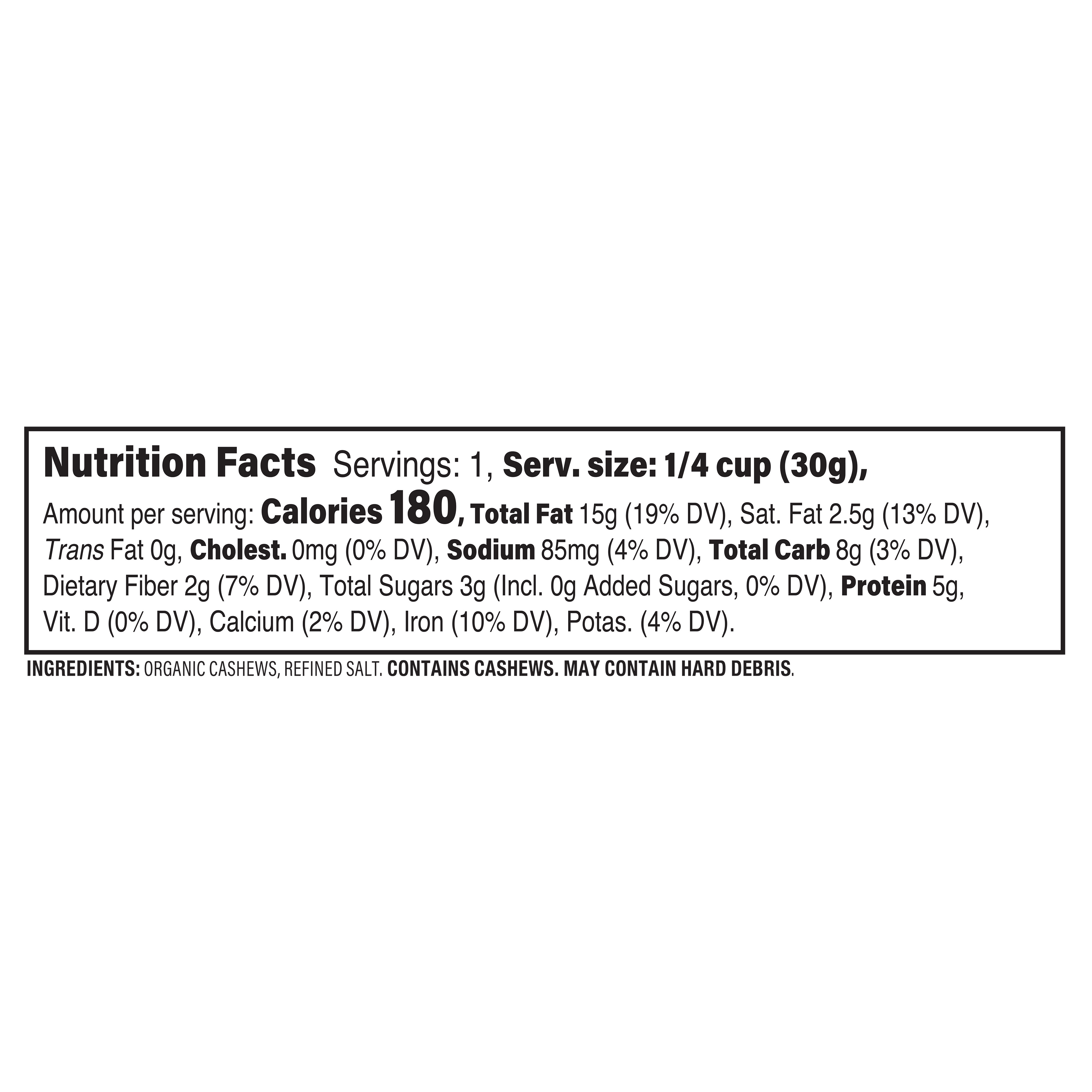 Organic Roasted & Salted Cashews Snack Pack 1.5 Oz | Natural Grocers