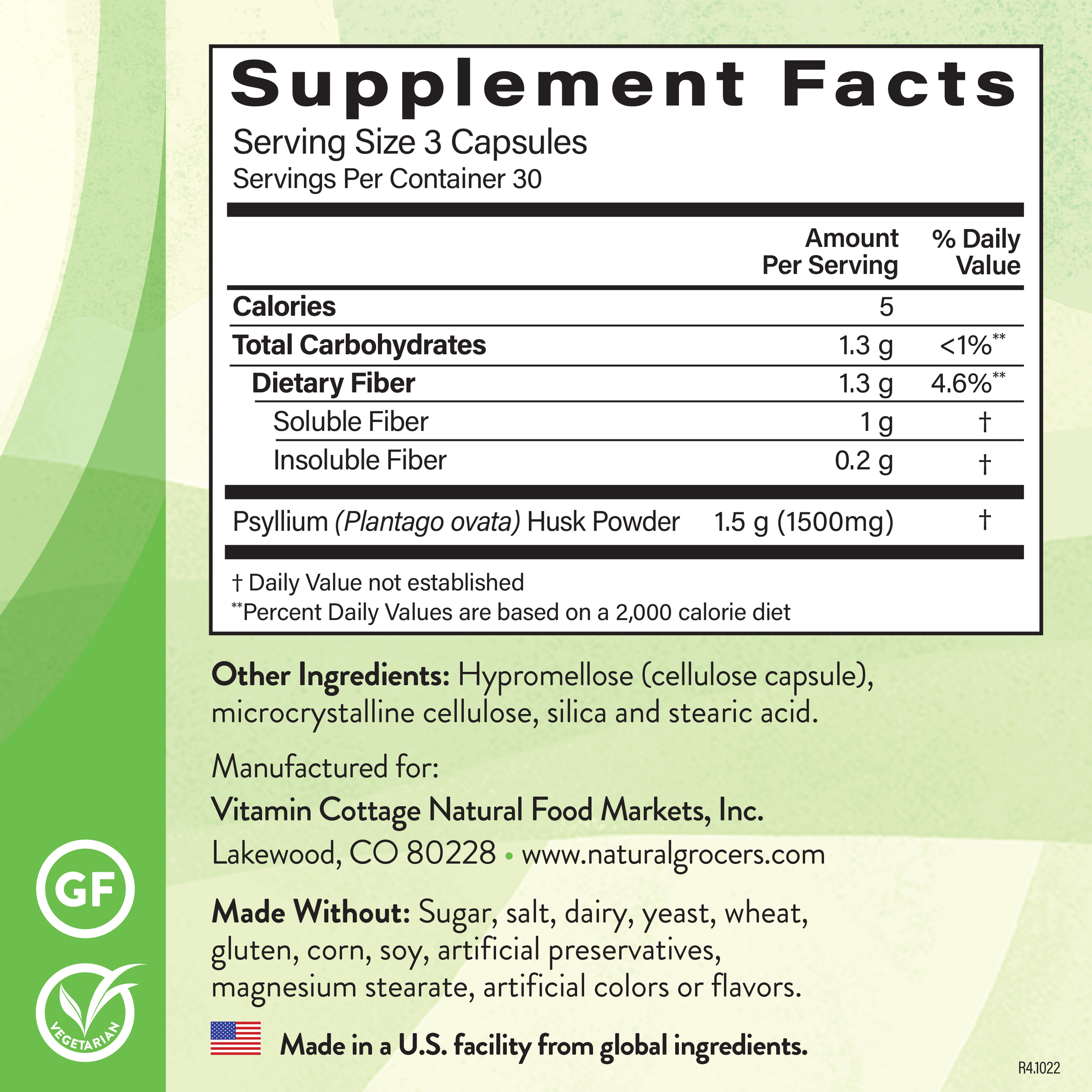 Psyllium Husk Mg 90 Veg Natural Grocers