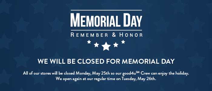 Natural Grocers will be closed on Memorial Day 5/25