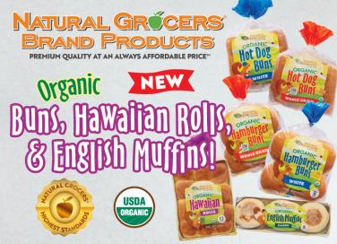 Natural Grocers® Brand Organic Buns, Hawaiian Rolls, and English Muffins