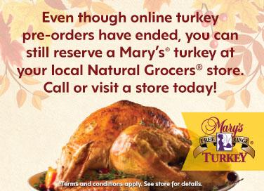 Call Your Local Natural Grocers For Turkey Availability