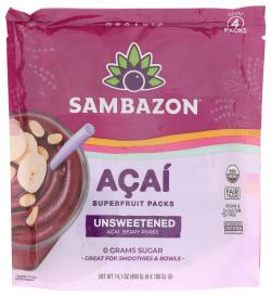 Organic Fair Trade Frozen Unsweetened Acai Superfruit Packs 3.525