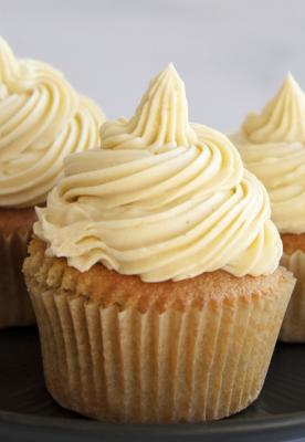 Gluten-Free Vanilla Cupcakes with Coffee-Flavored Frosting