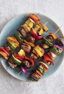Grilled Pineapple, Chicken, and Veggie Kabobs