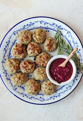 Cranberry Balsamic Glazed Turkey Meatballs