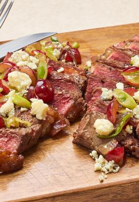 Balsamic Steak with Grape & Blue Cheese Relish