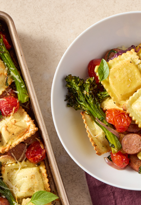 Sheet Pan Roasted Ravioli and Vegetables
