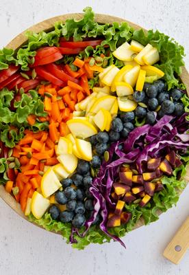 Eat the Rainbow Organic Veggie Salad with Sunny Lemon Dressing