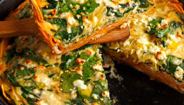 Goat Cheese and Spinach Potato-Crust Quiche