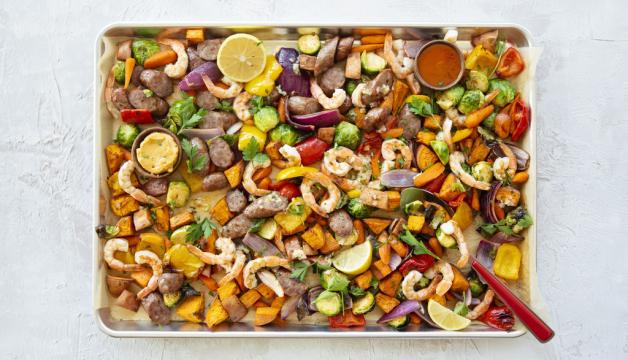 Sausage, Shrimp & Veggie Sheet Pan Dinner Recipe
