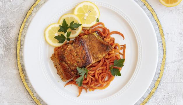 Easy Stovetop Salmon with Carrot Spirals Recipe
