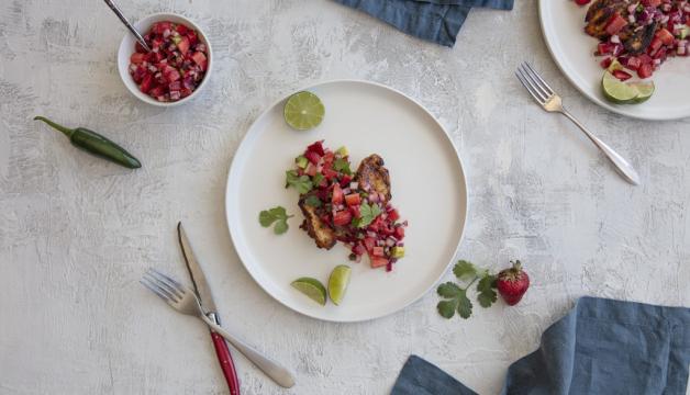 Spicy Grilled Chicken with Strawberry Avocado Salsa