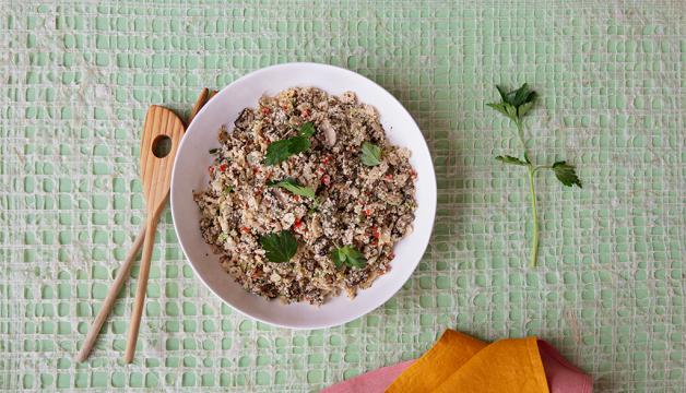 Grain-Free Mushroom and Hemp Seed Pilaf