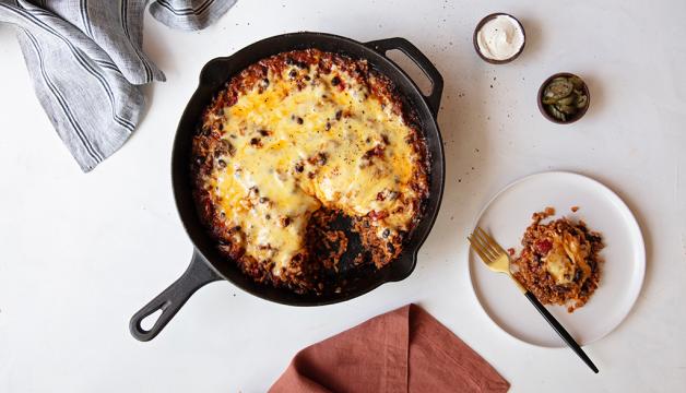 Cheesy Black Bean and Beef Skillet