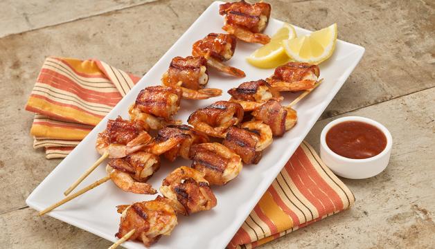 Grilled Bacon-Wrapped Shrimp Skewers