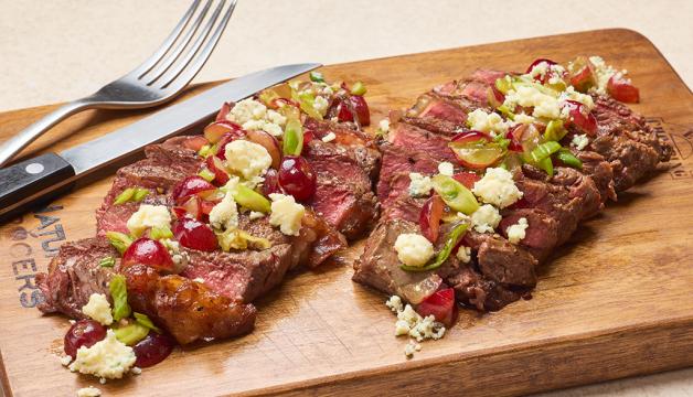 Balsamic Steak with Grape & Blue Cheese Relish