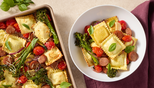 Sheet Pan Roasted Ravioli and Vegetables