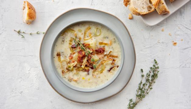 Dairy-Free Potato-Leek Clam Chowder