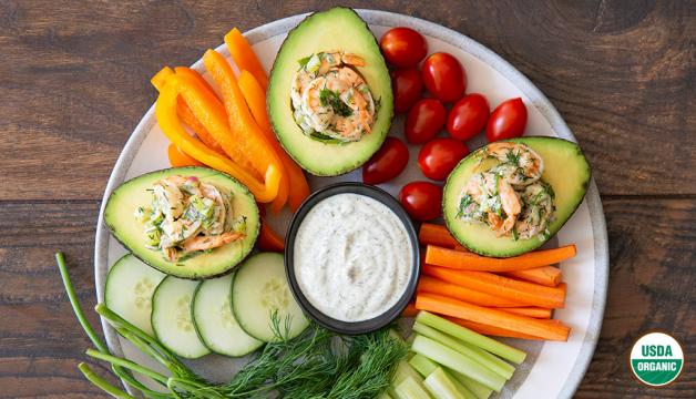 Organic Shrimp Salad Stuffed Avocado