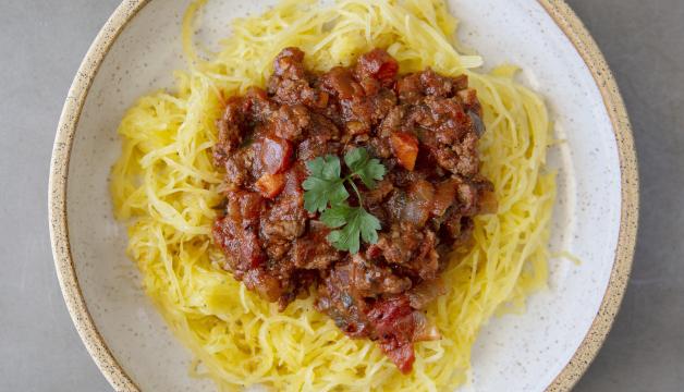 Spaghetti Squash W Bolognese Sauce Recipe Natural Grocers