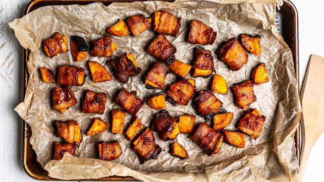 Bacon Wrapped Sweet Potato Bites