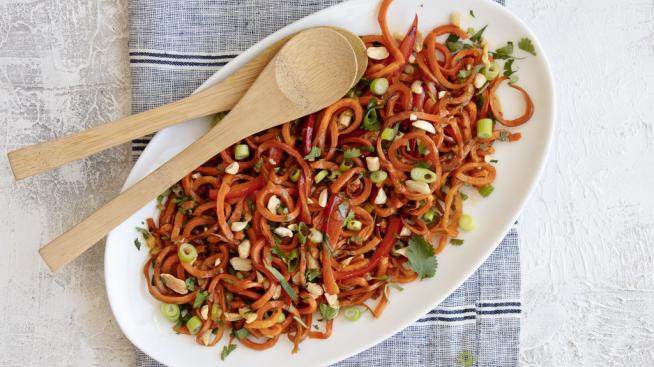 Vegan Sticky Peanut Carrot Spirals Recipe