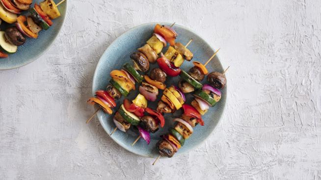 Grilled Pineapple, Chicken, and Veggie Kabobs
